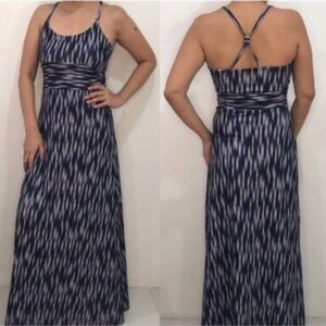 51 Eddie Bauer Purple and White Patterned Maxi Dress